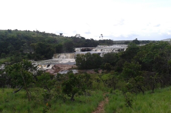 Beautiful waterfall in Guyana close to Amerindian settlement.