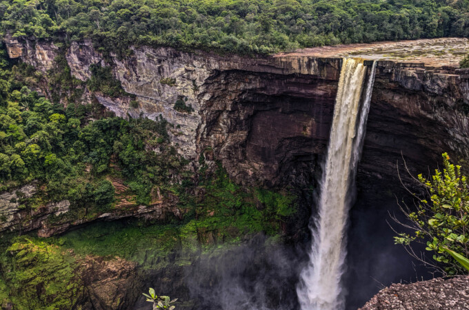 The Potaro River forms the world's largest single drop waterfall at Kaieteur, Guyana